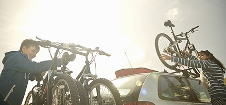 Car mounted with bikes